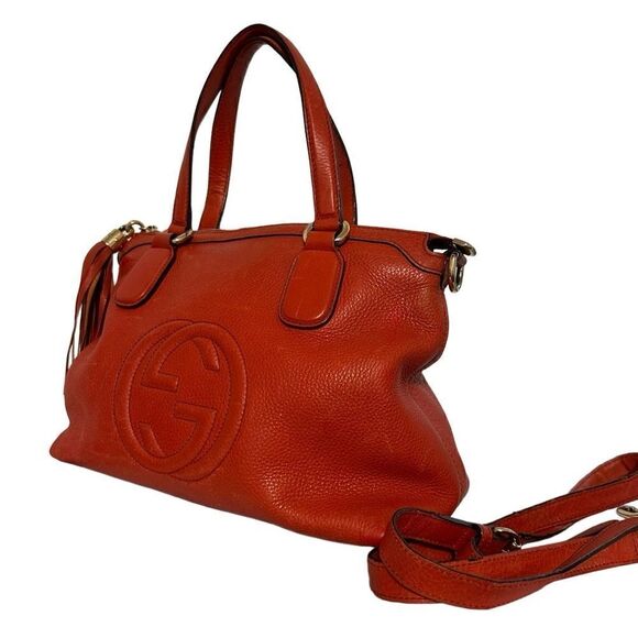 Gucci orange red soho two ways cross body bag and tote - Picture 10 of 16